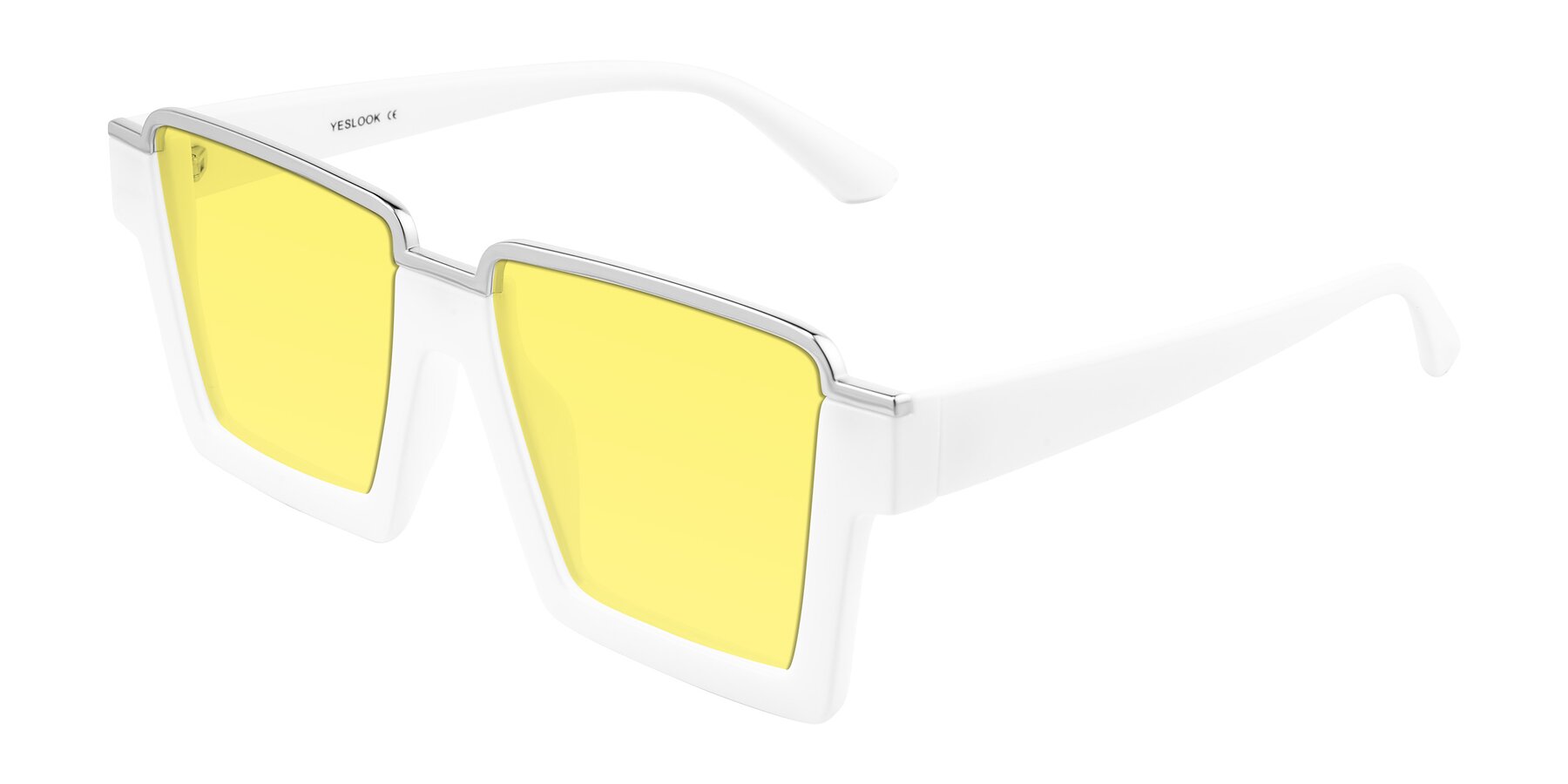 Angle of Reyes in White with Medium Yellow Tinted Lenses