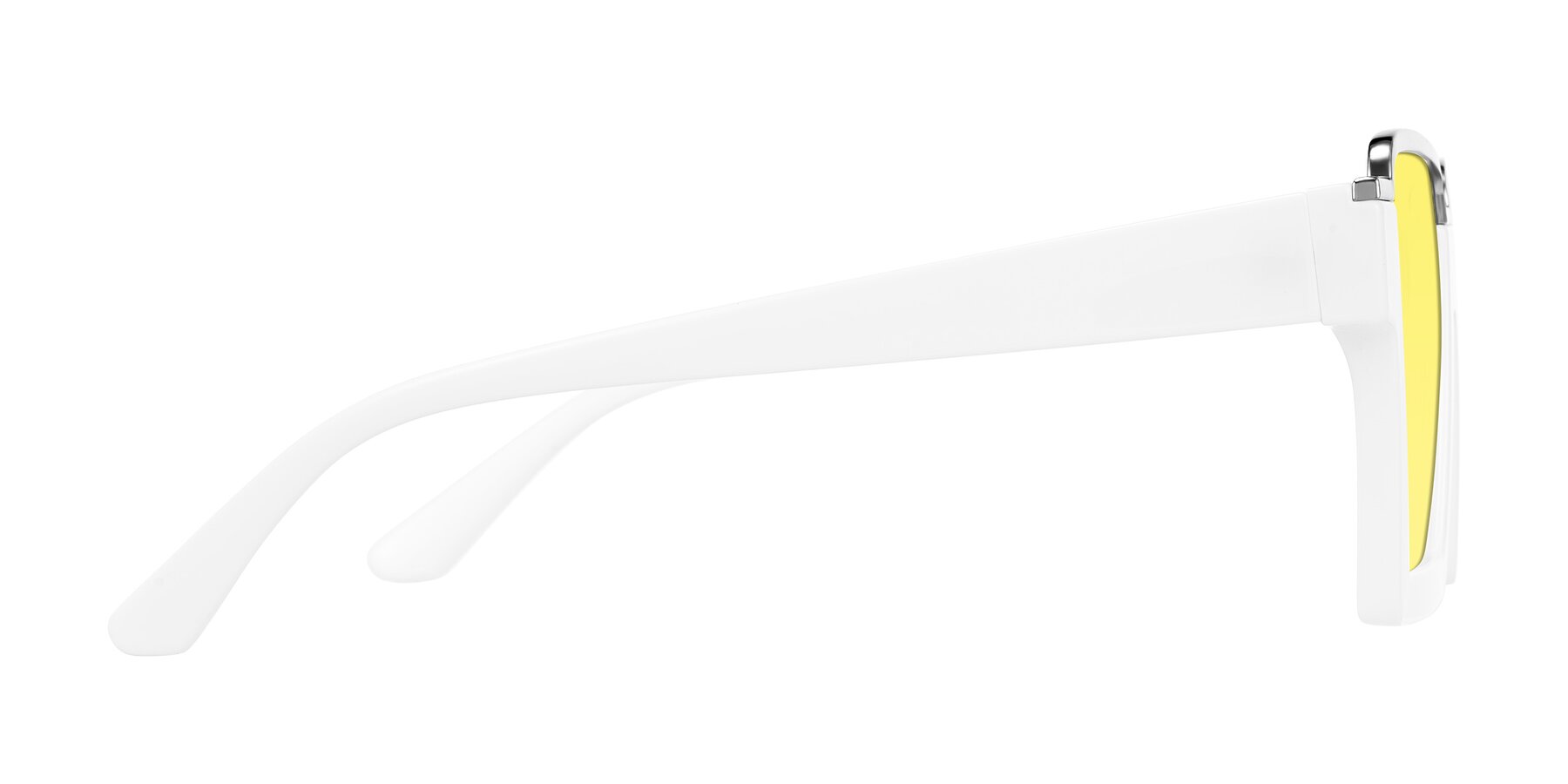 Side of Reyes in White with Medium Yellow Tinted Lenses