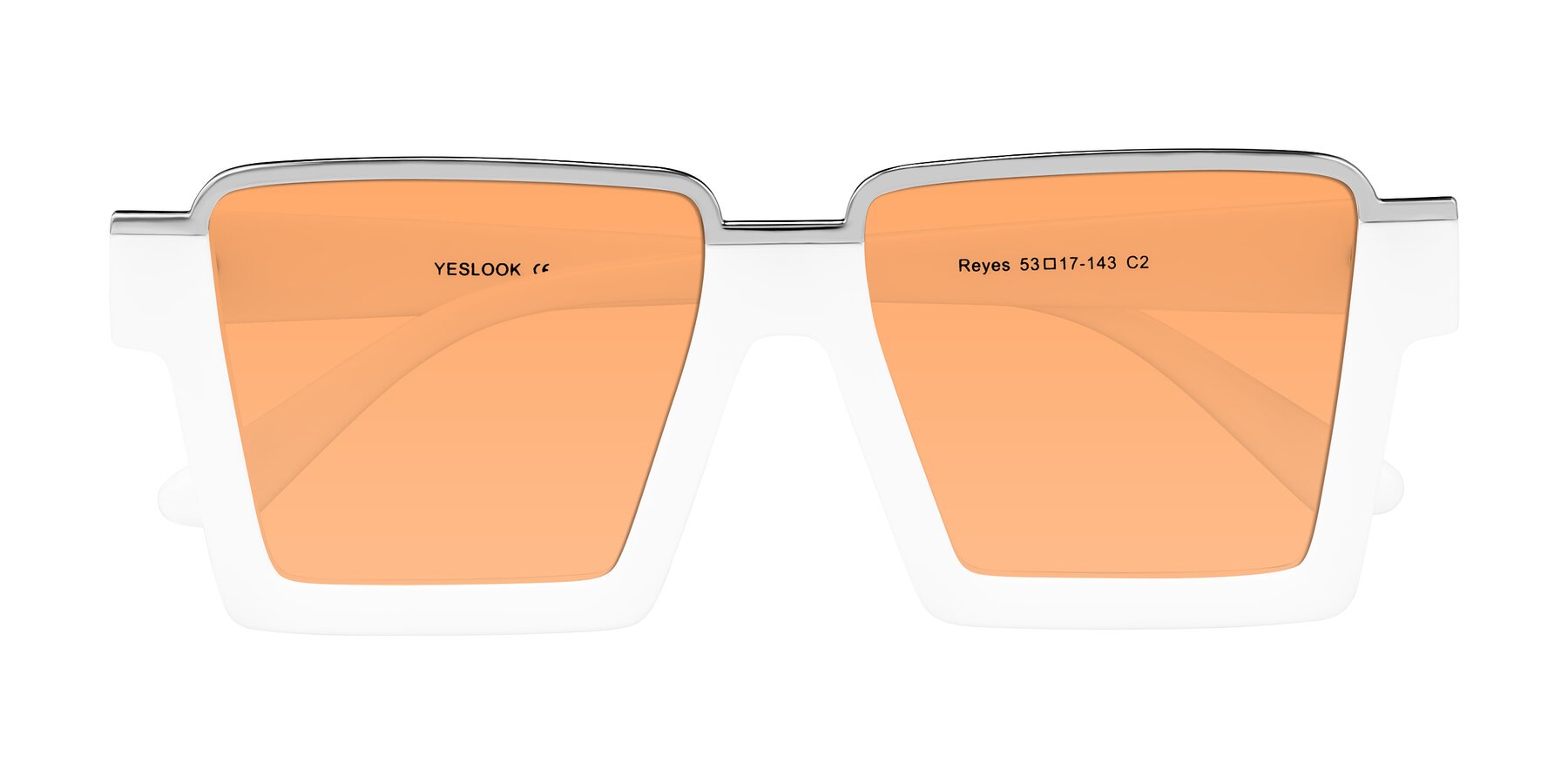 Folded Front of Reyes in White with Medium Orange Tinted Lenses