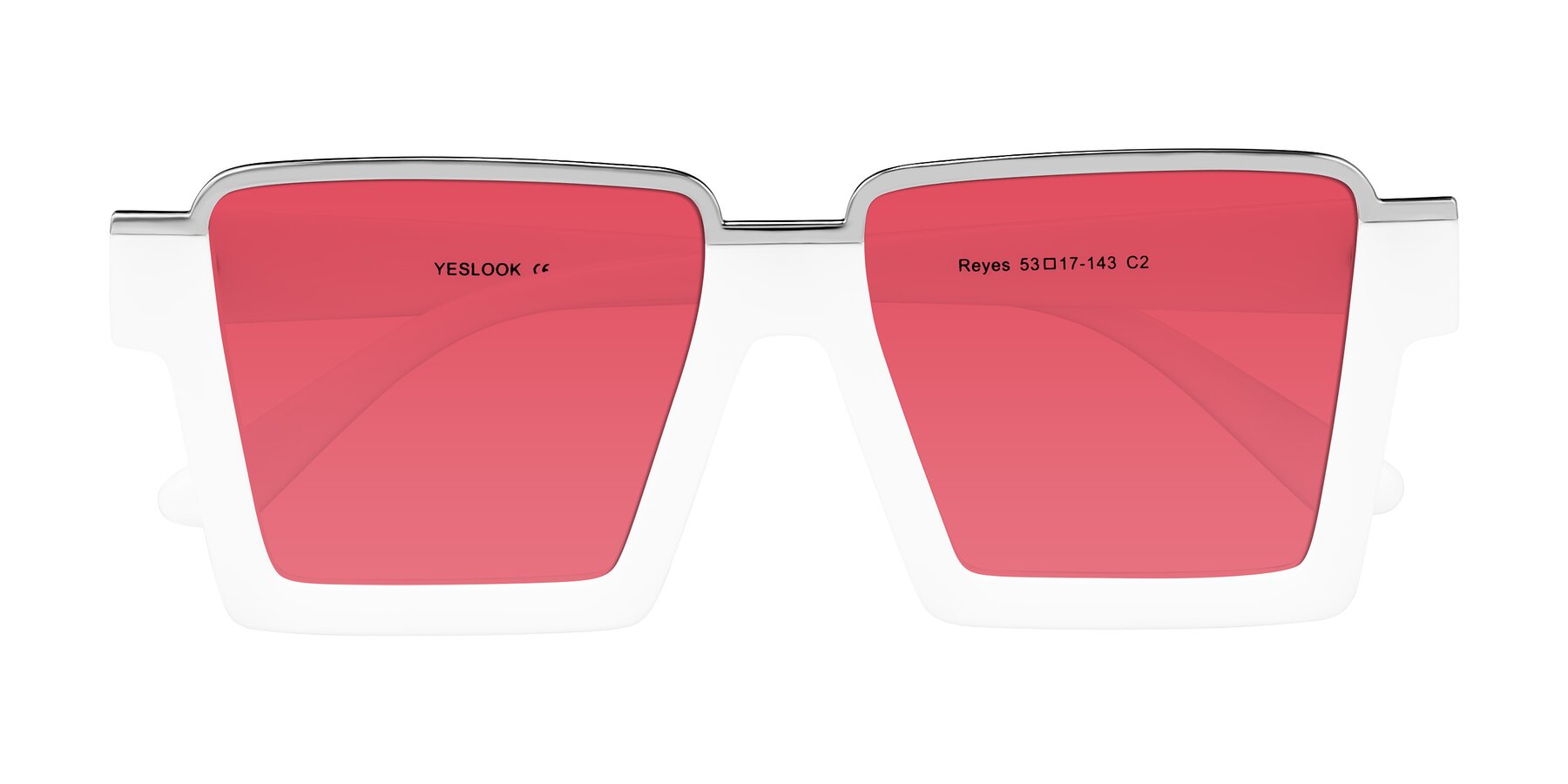 Folded Front of Reyes in White with Red Tinted Lenses