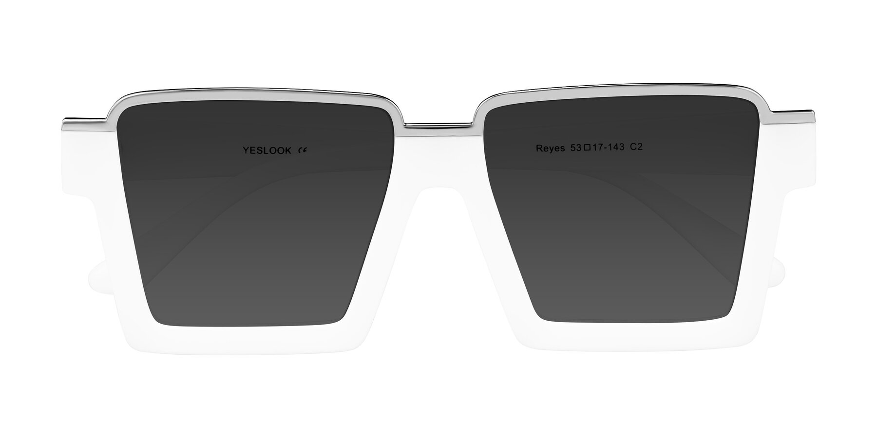 Reyas Color White Geek-Chic Oversized Square Tinted Sunglasses with Gray Sunwear ...
