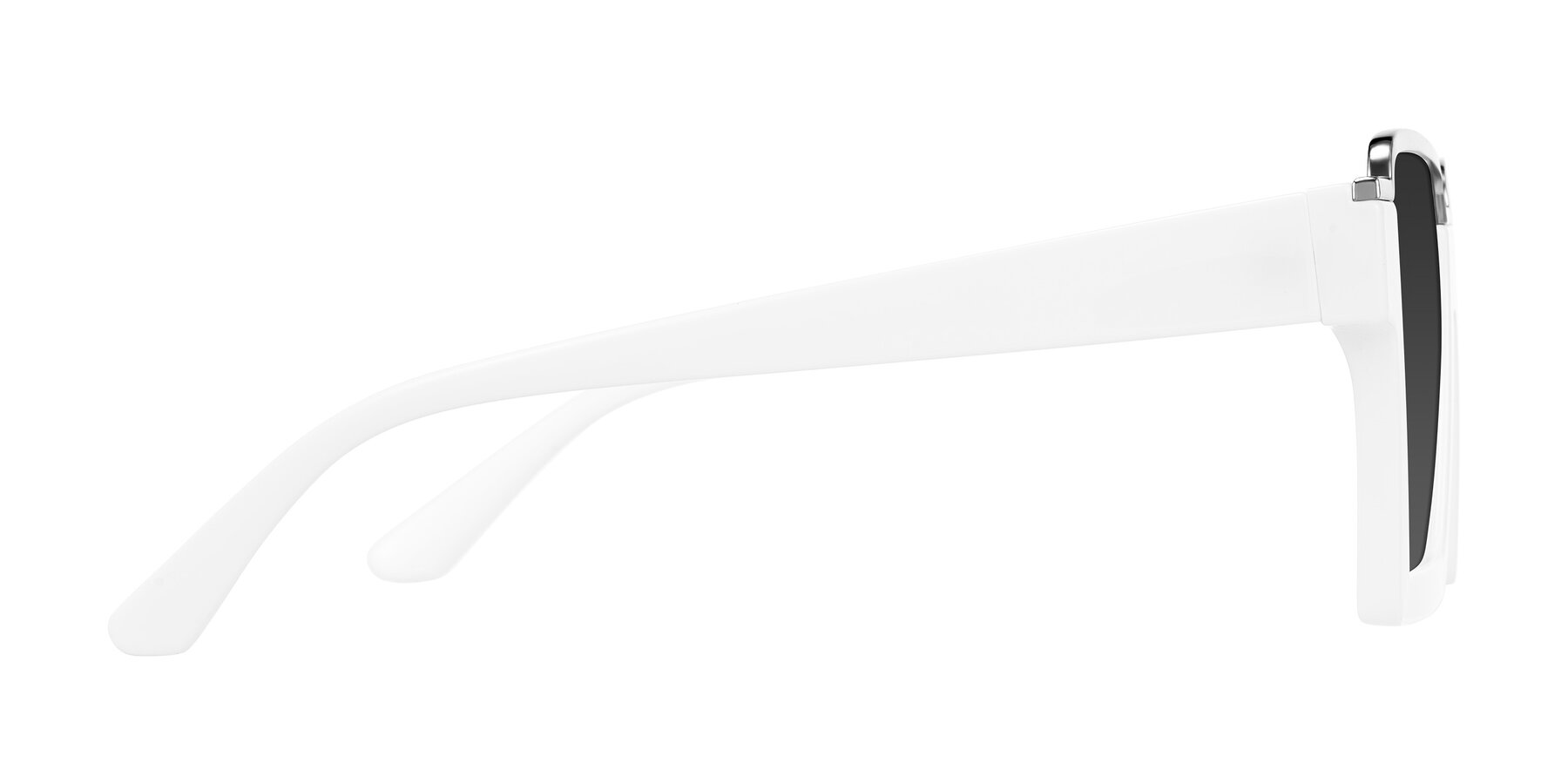 Reyas Color White Geek-Chic Oversized Square Tinted Sunglasses with Gray Sunwear ...