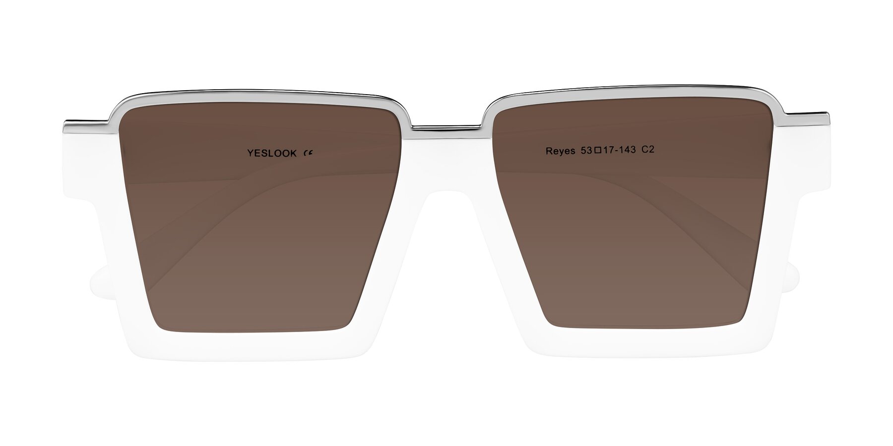 Folded Front of Reyes in White with Brown Tinted Lenses