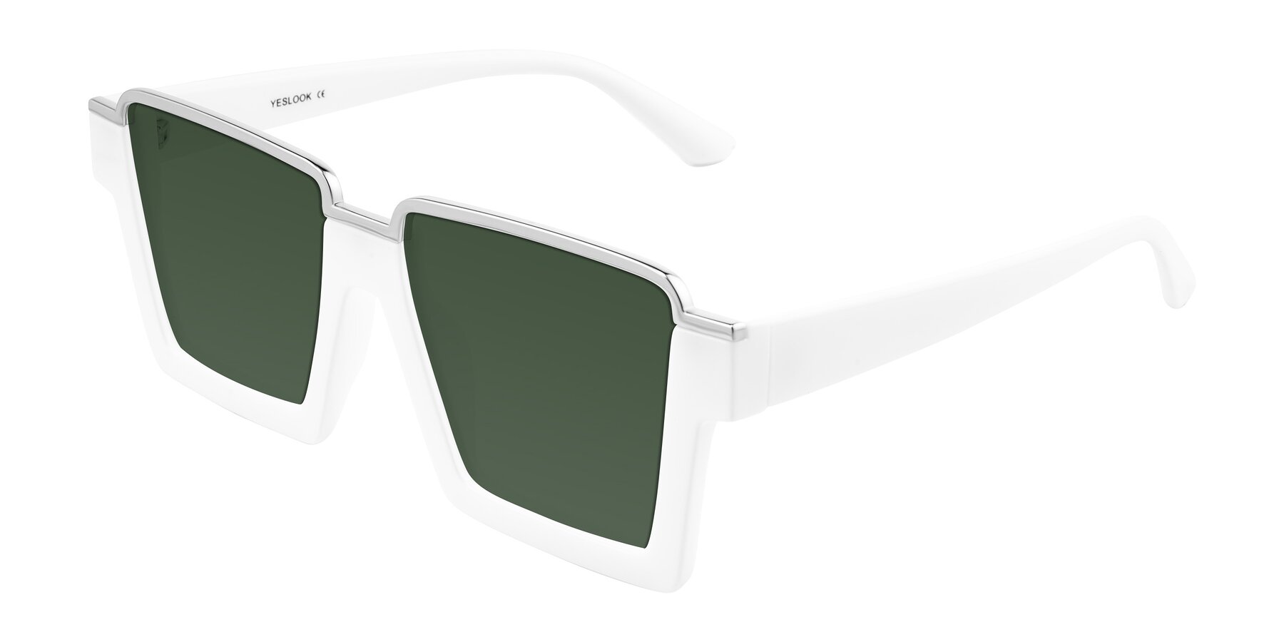 Angle of Reyes in White with Green Tinted Lenses