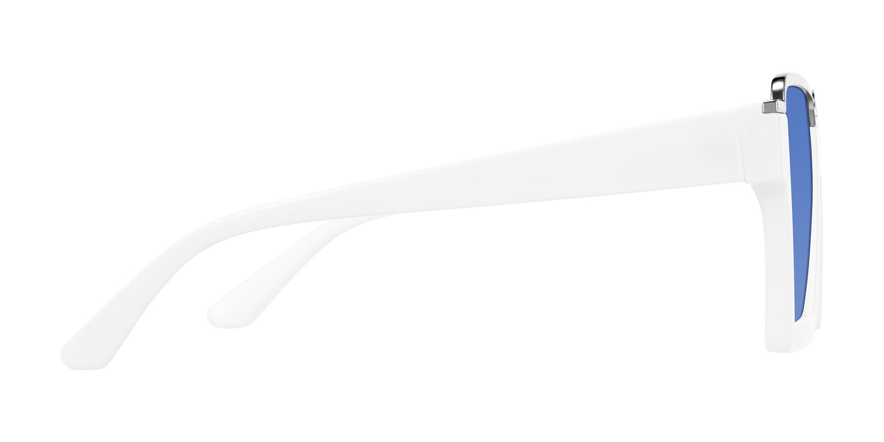 White Gear Blue Rounded Square White Geek-Chic Oversized Square Tinted Sunglasses with Blue Sunwear ...