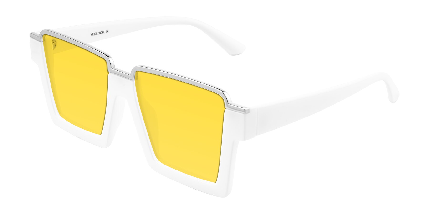 Angle of Reyes in White with Yellow Tinted Lenses