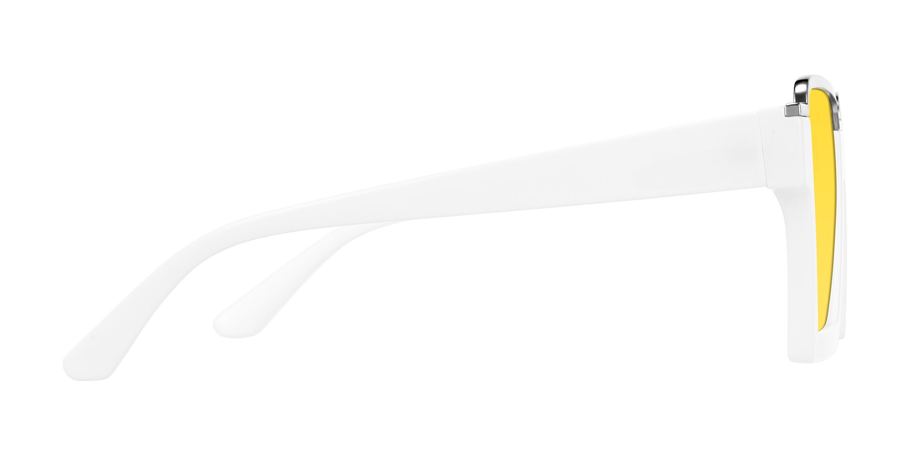 Side of Reyes in White with Yellow Tinted Lenses