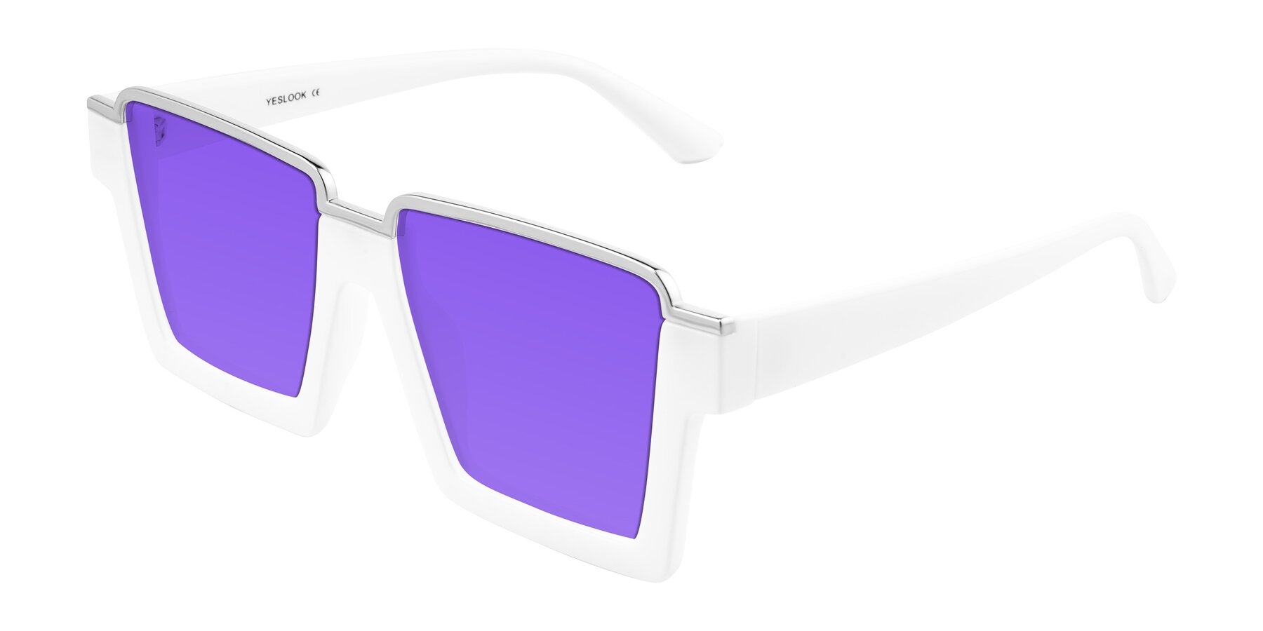 Angle of Reyes in White with Purple Tinted Lenses