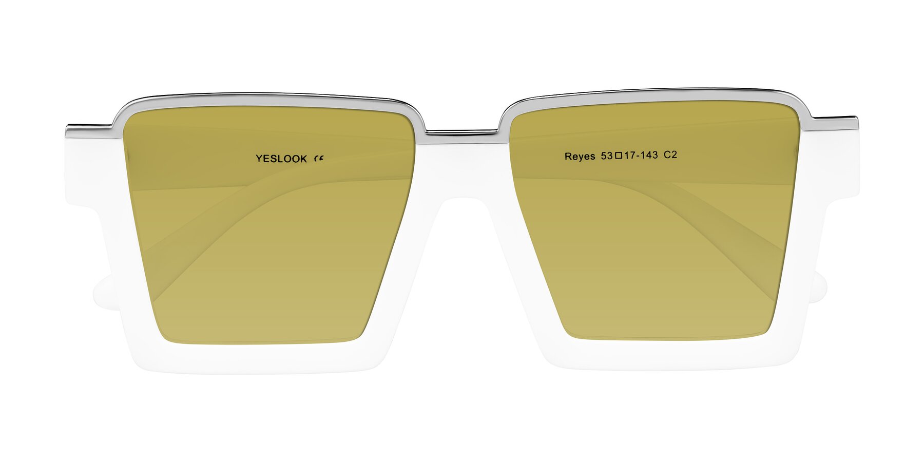 Folded Front of Reyes in White with Champagne Tinted Lenses
