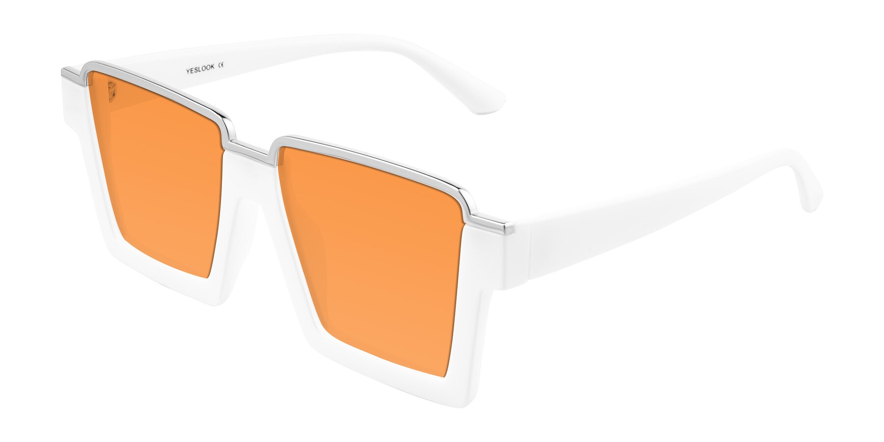 Angle of Reyes in White with Orange Tinted Lenses