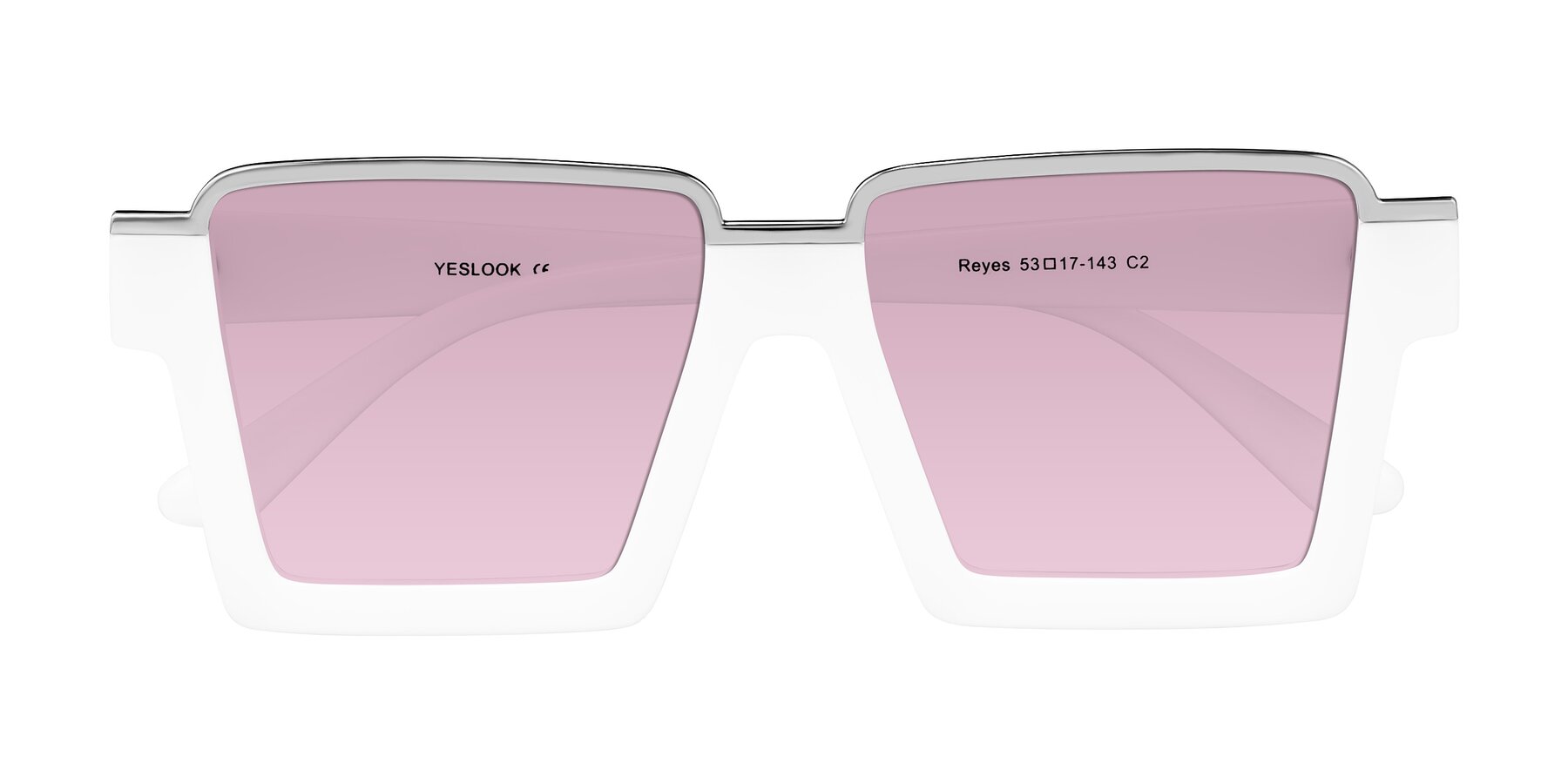 Folded Front of Reyes in White with Light Wine Tinted Lenses