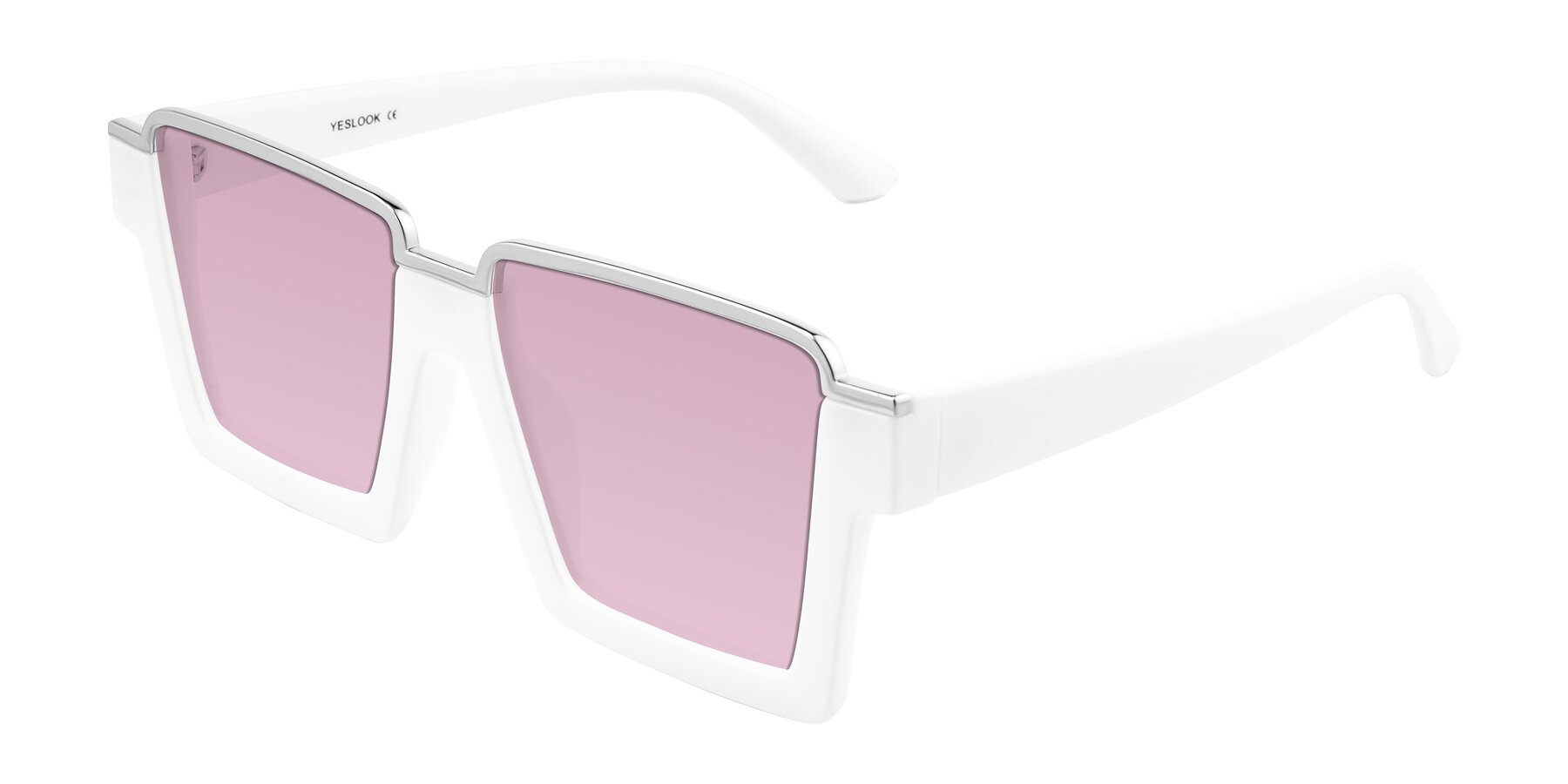Angle of Reyes in White with Light Wine Tinted Lenses