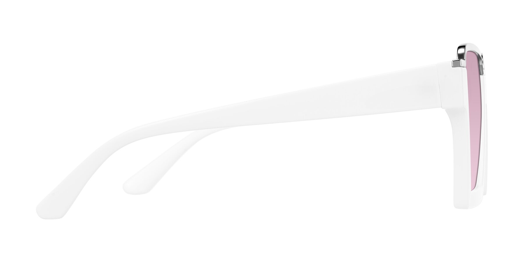 Side of Reyes in White with Light Wine Tinted Lenses