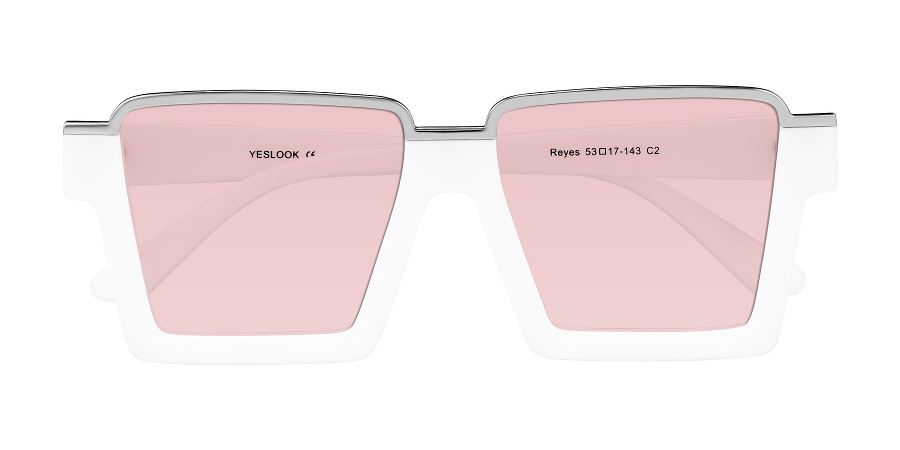 Folded Front of Reyes in White with Light Garnet Tinted Lenses