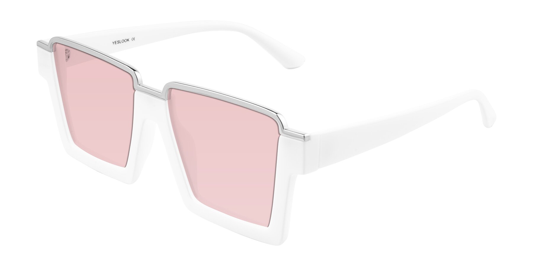 Angle of Reyes in White with Light Garnet Tinted Lenses