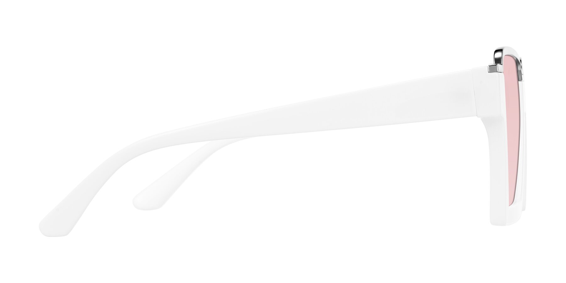 Side of Reyes in White with Light Garnet Tinted Lenses