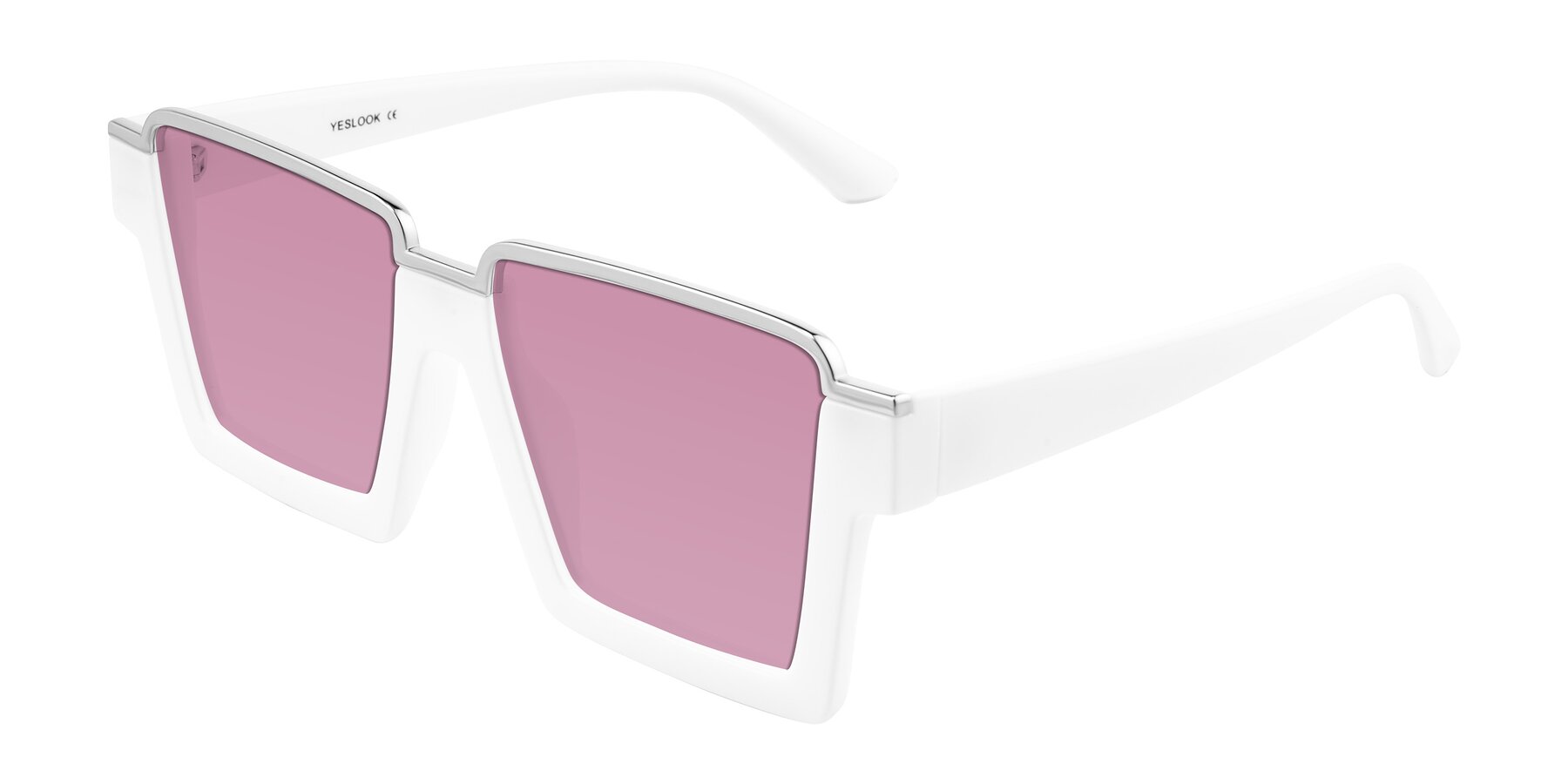 Angle of Reyes in White with Medium Wine Tinted Lenses
