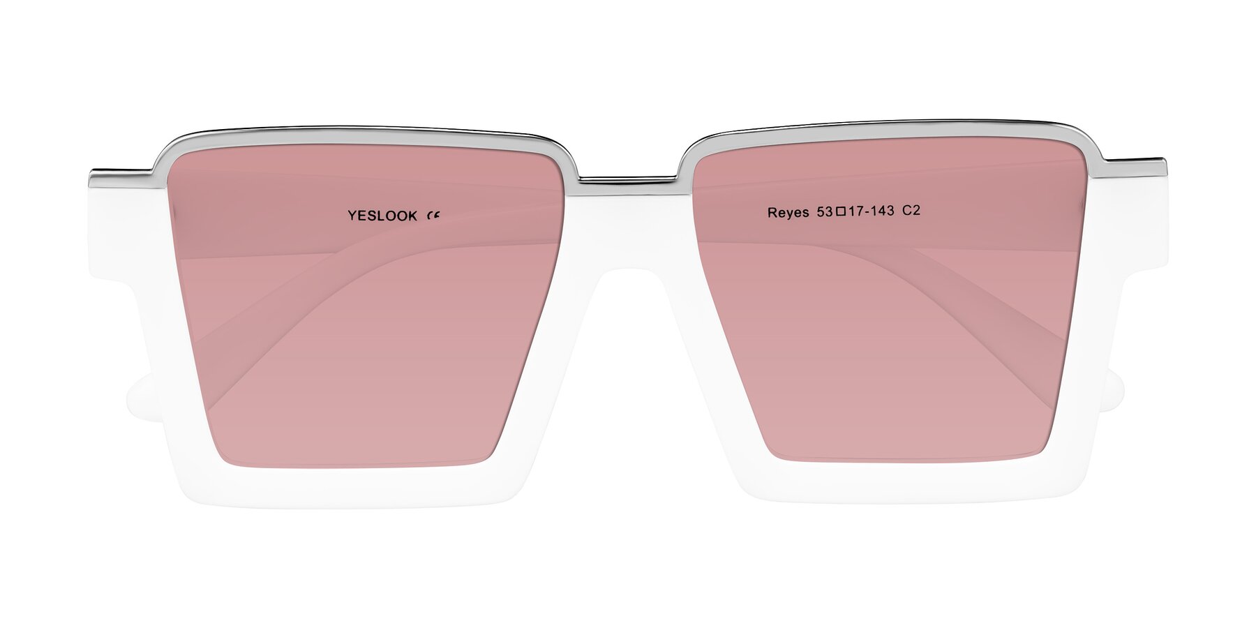 Folded Front of Reyes in White with Medium Garnet Tinted Lenses