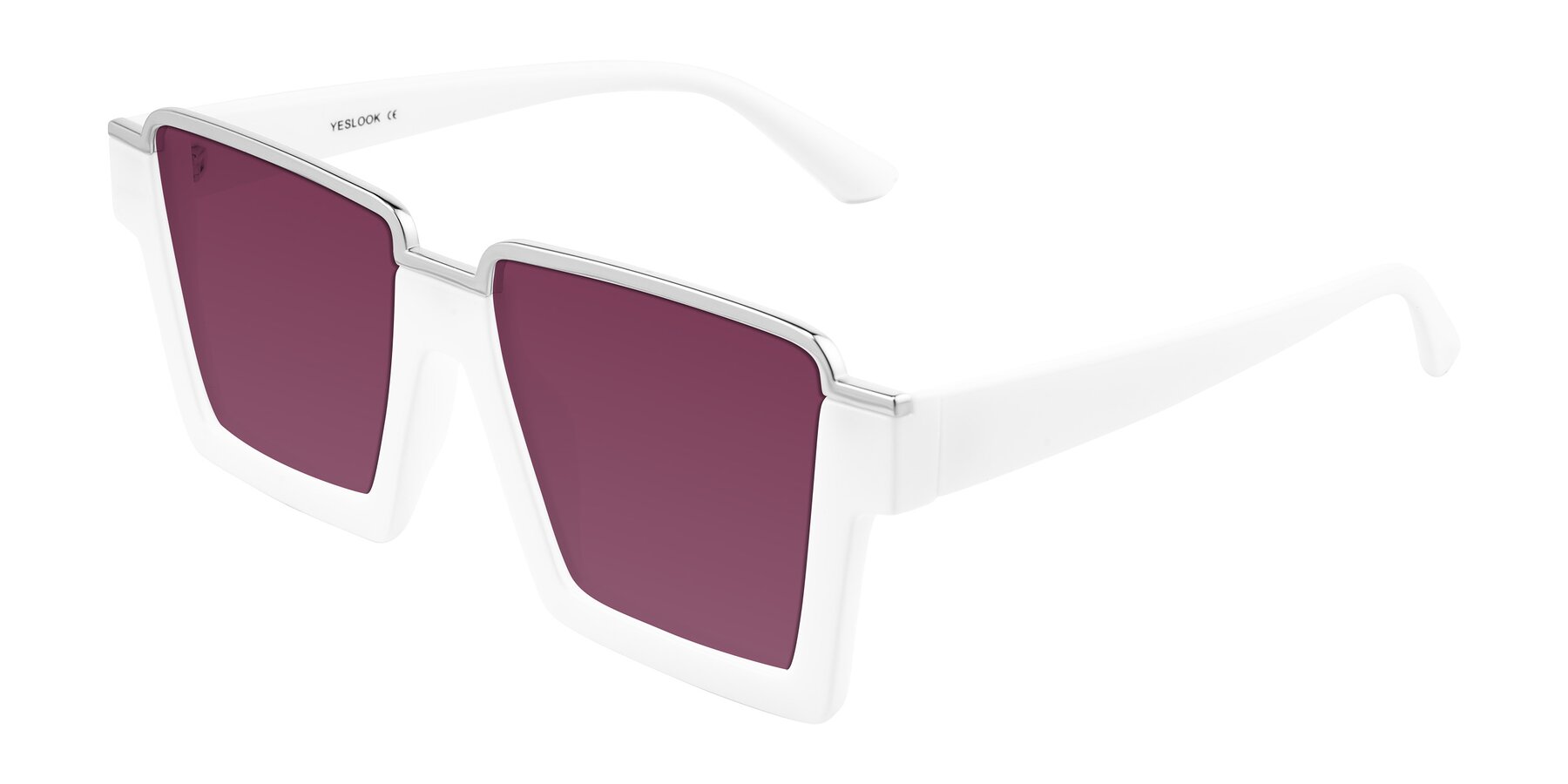 Angle of Reyes in White with Wine Tinted Lenses
