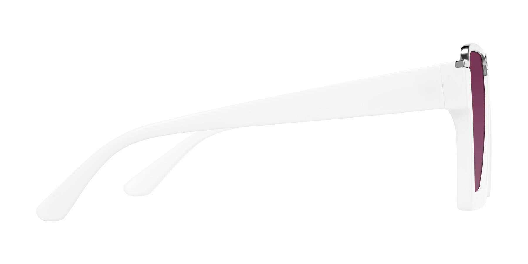 Side of Reyes in White with Wine Tinted Lenses