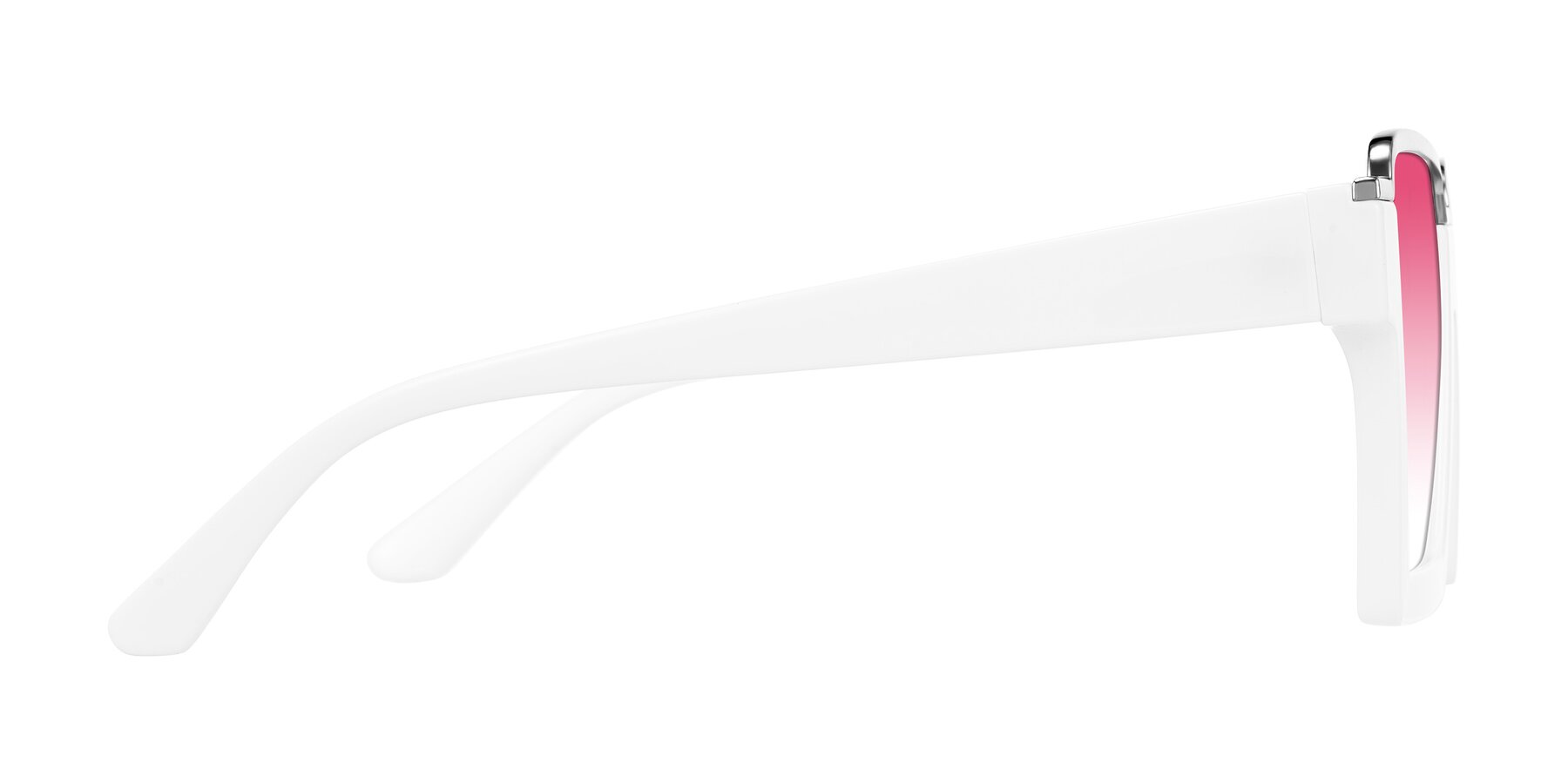 Side of Reyes in White with Pink Gradient Lenses