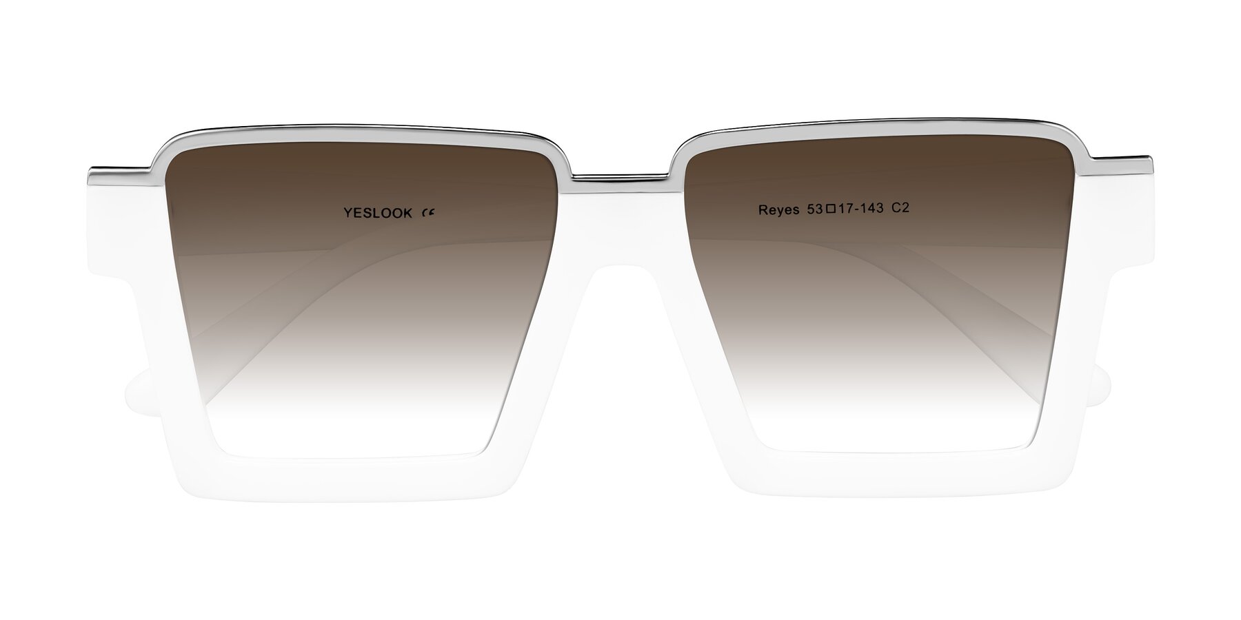 Folded Front of Reyes in White with Brown Gradient Lenses