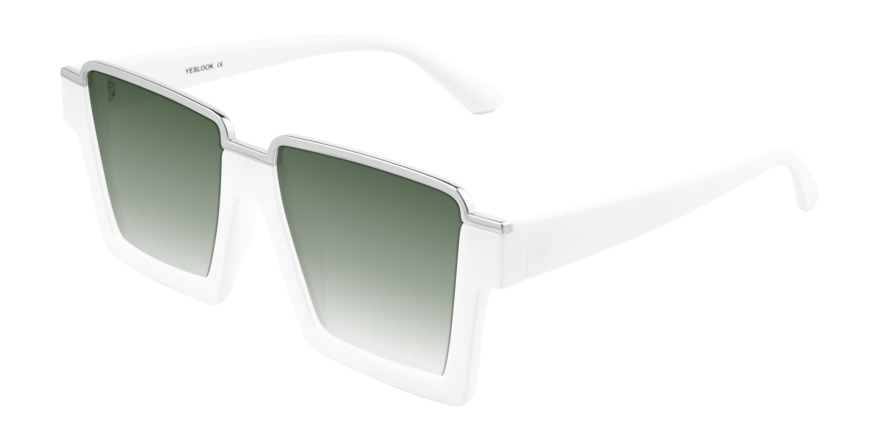 Angle of Reyes in White with Green Gradient Lenses