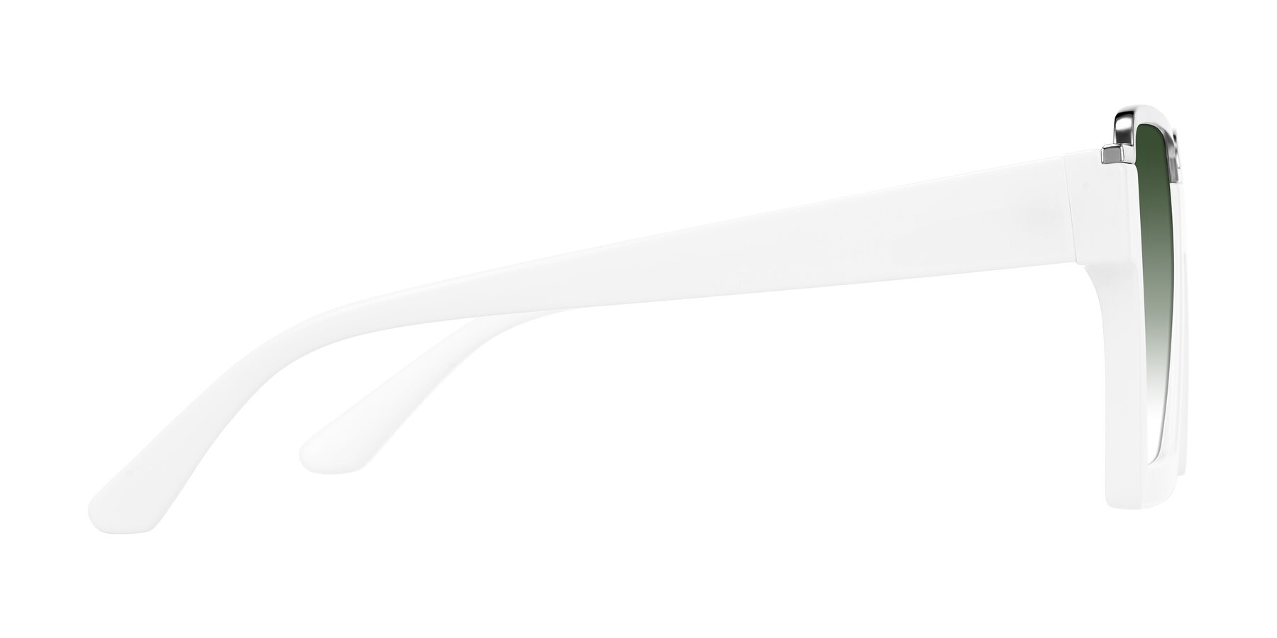 Side of Reyes in White with Green Gradient Lenses