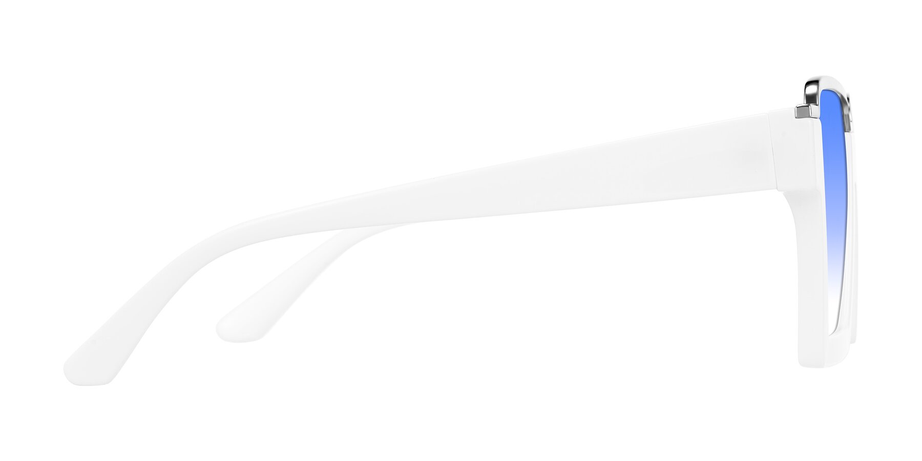 White Gradinet White Geek-Chic Oversized Square Gradient Sunglasses with Blue Sunwear ...