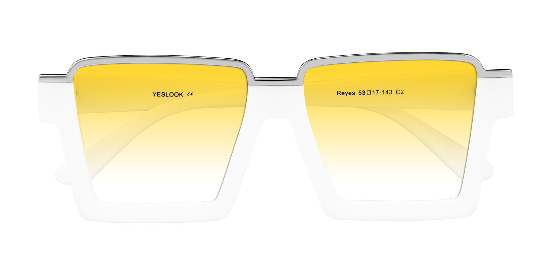 Folded Front of Reyes in White with Yellow Gradient Lenses