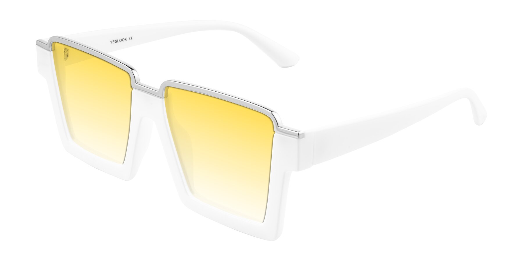 Angle of Reyes in White with Yellow Gradient Lenses
