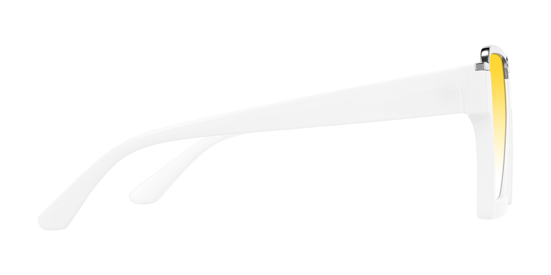 Side of Reyes in White with Yellow Gradient Lenses