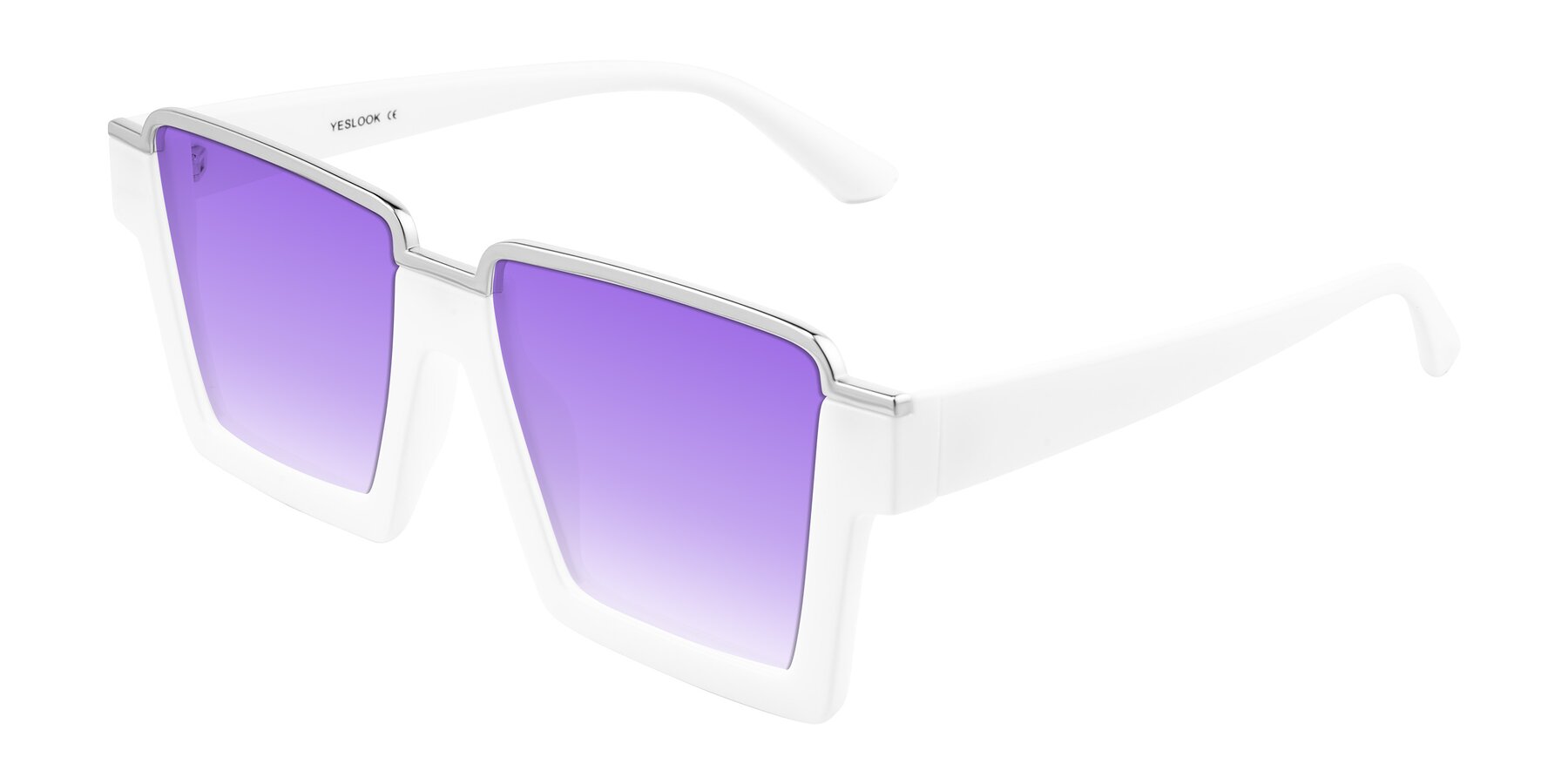 Angle of Reyes in White with Purple Gradient Lenses
