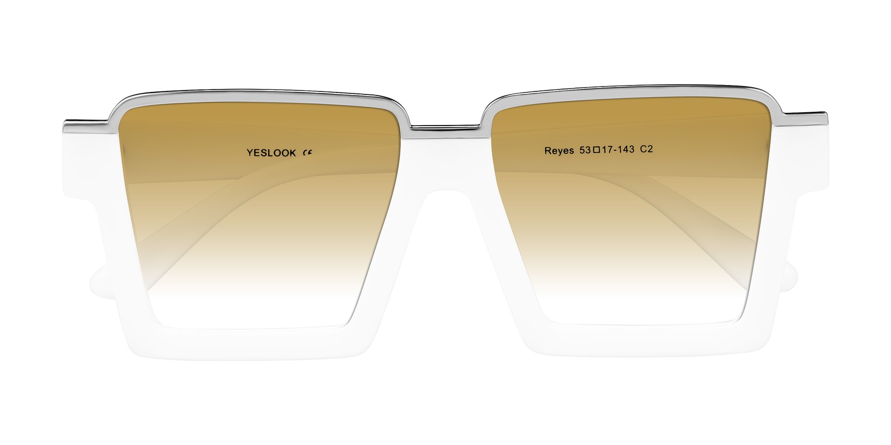 Folded Front of Reyes in White with Champagne Gradient Lenses