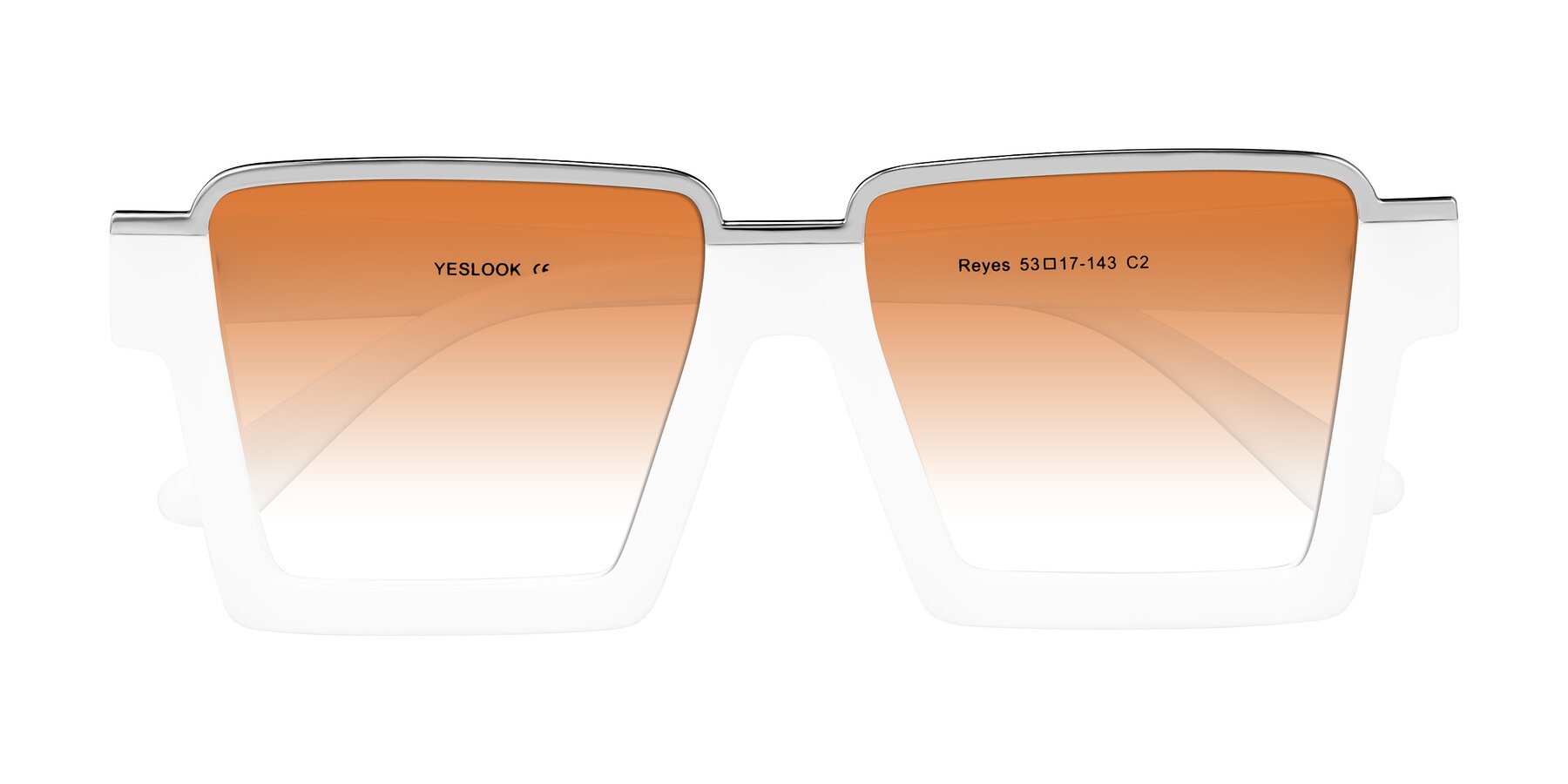 Folded Front of Reyes in White with Orange Gradient Lenses