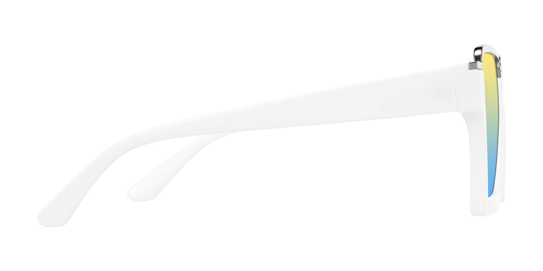 Side of Reyes in White with Yellow / Blue Gradient Lenses