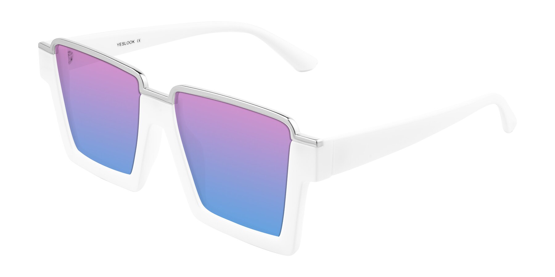 Angle of Reyes in White with Pink / Blue Gradient Lenses