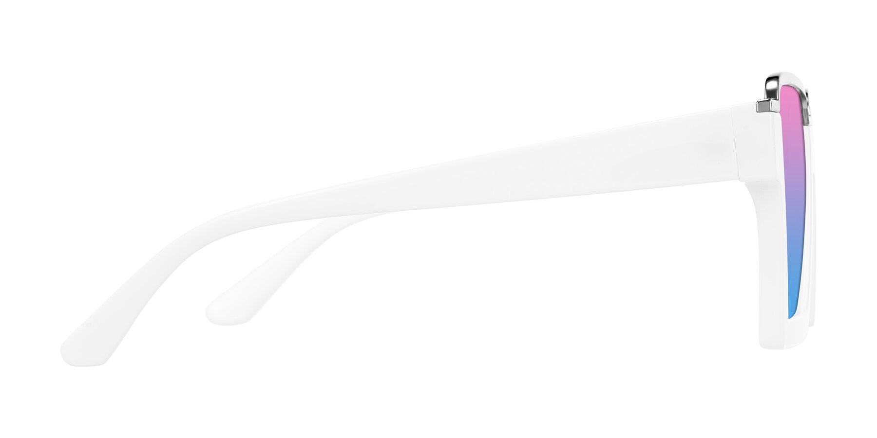 Side of Reyes in White with Pink / Blue Gradient Lenses