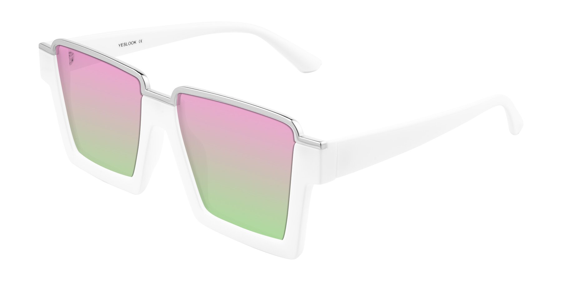 Angle of Reyes in White with Pink / Green Gradient Lenses