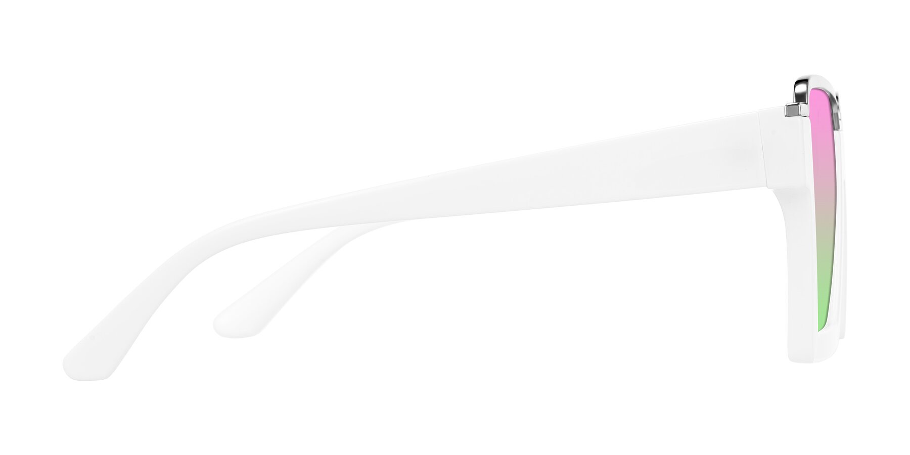 Side of Reyes in White with Pink / Green Gradient Lenses