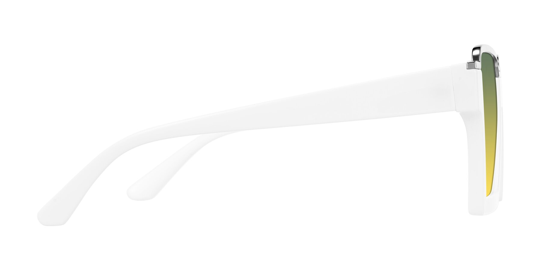 Side of Reyes in White with Green / Yellow Gradient Lenses