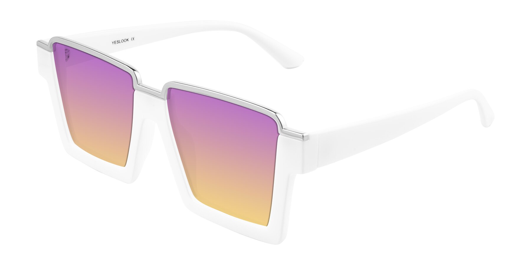 Angle of Reyes in White with Purple / Yellow Gradient Lenses