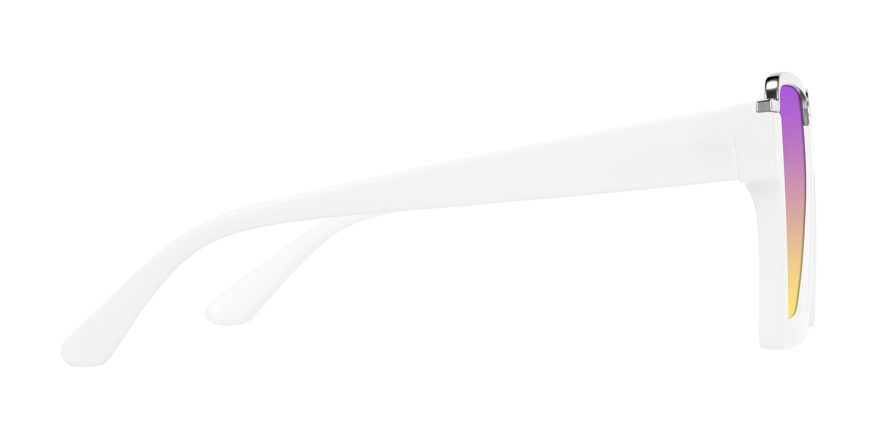 Side of Reyes in White with Purple / Yellow Gradient Lenses