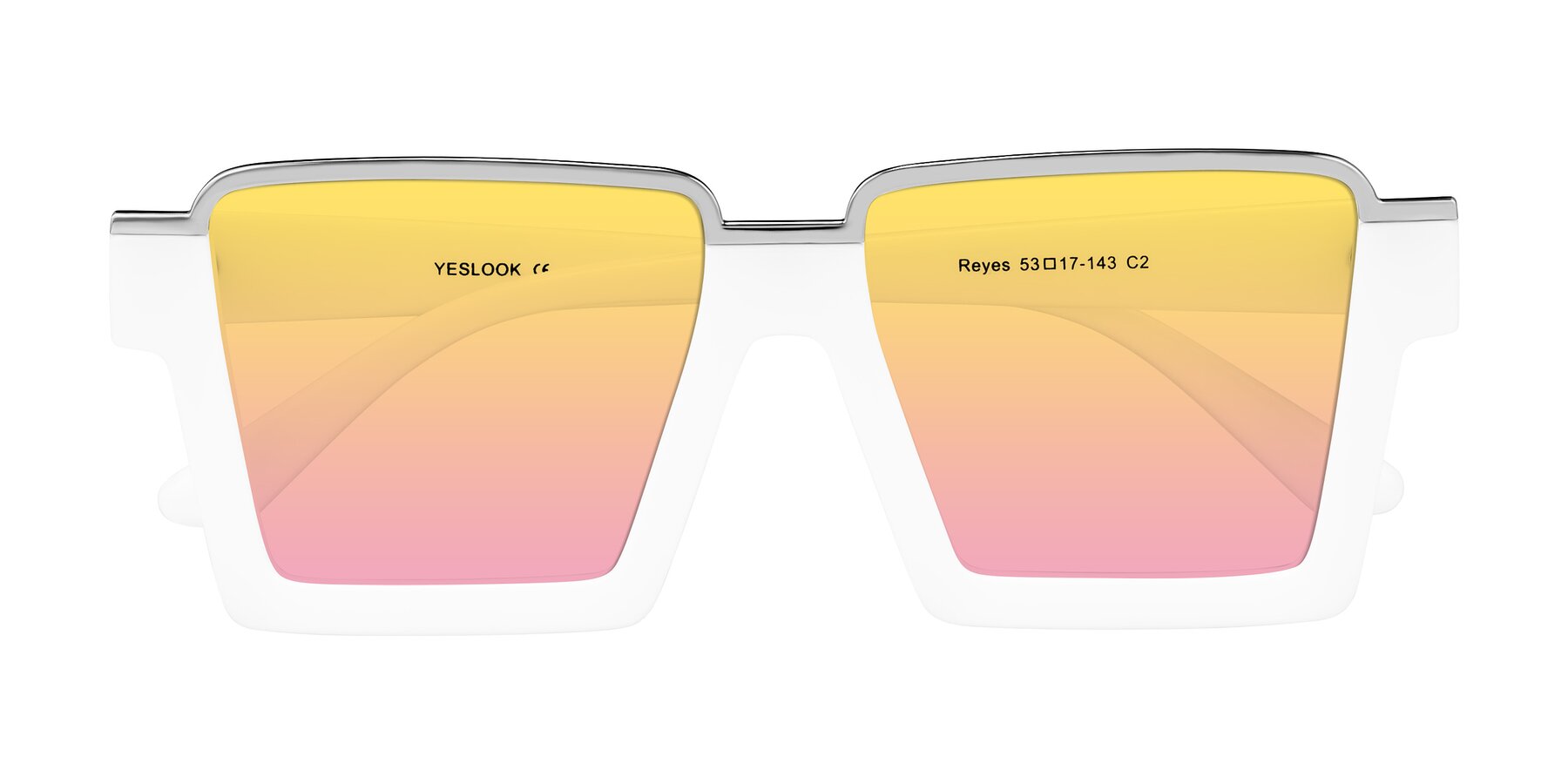 Folded Front of Reyes in White with Yellow / Pink Gradient Lenses