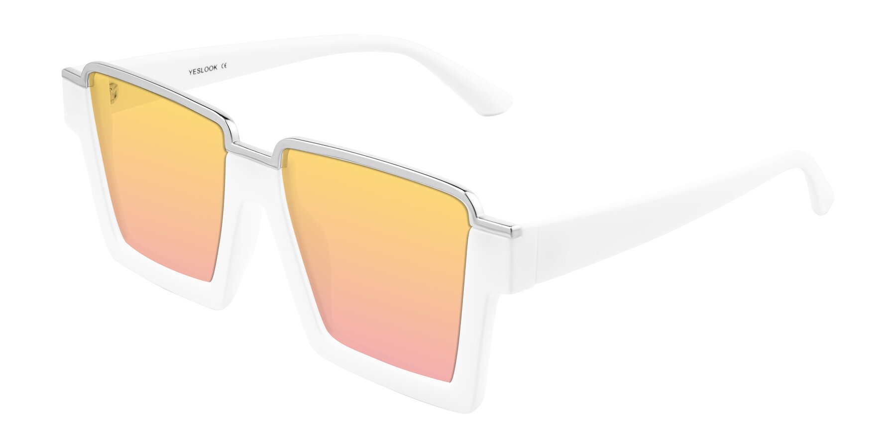 Angle of Reyes in White with Yellow / Pink Gradient Lenses