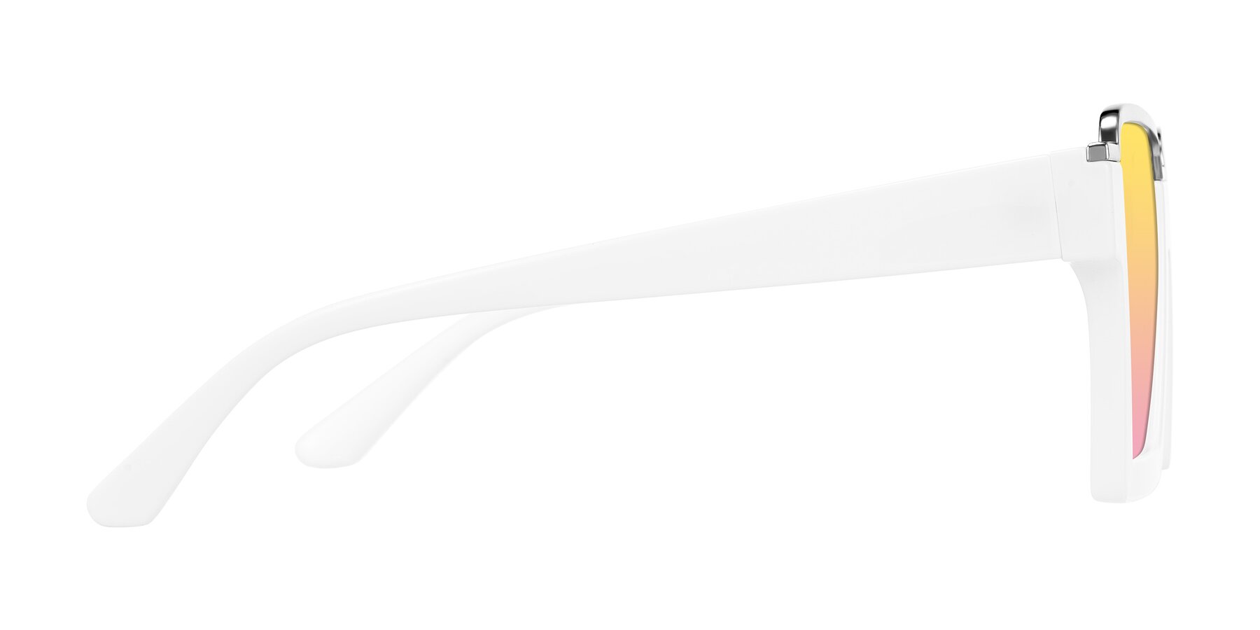 Side of Reyes in White with Yellow / Pink Gradient Lenses