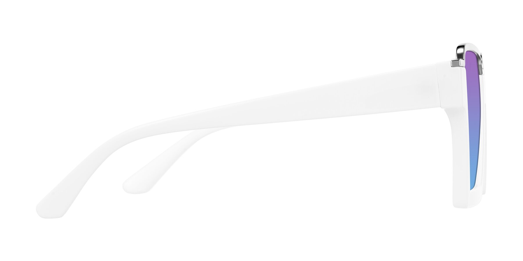 Side of Reyes in White with Purple / Blue Gradient Lenses