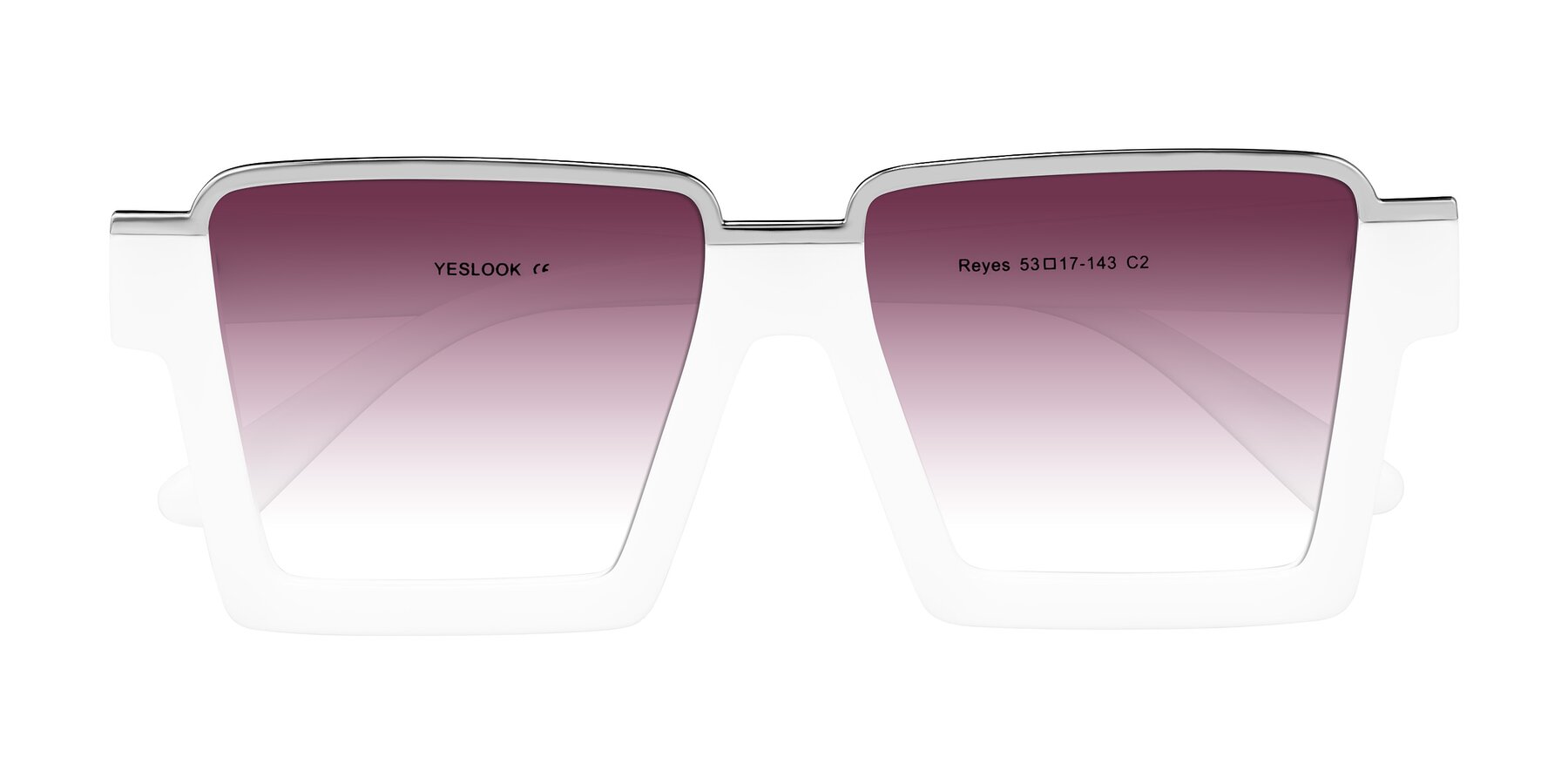 Folded Front of Reyes in White with Wine Gradient Lenses