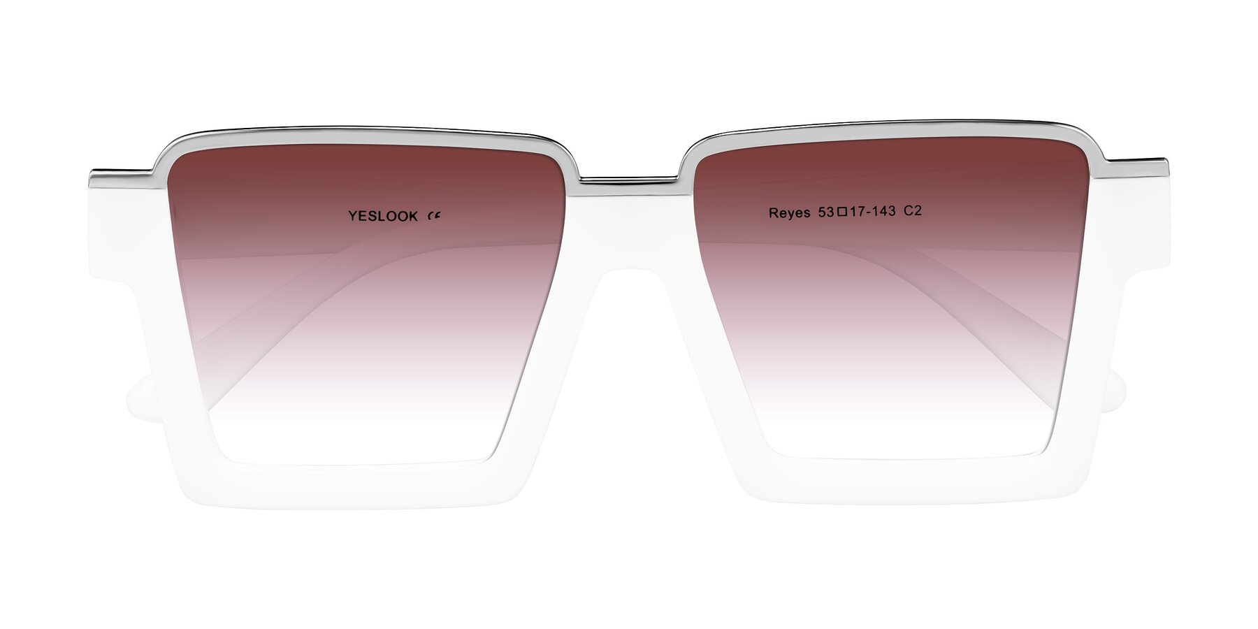 Folded Front of Reyes in White with Garnet Gradient Lenses
