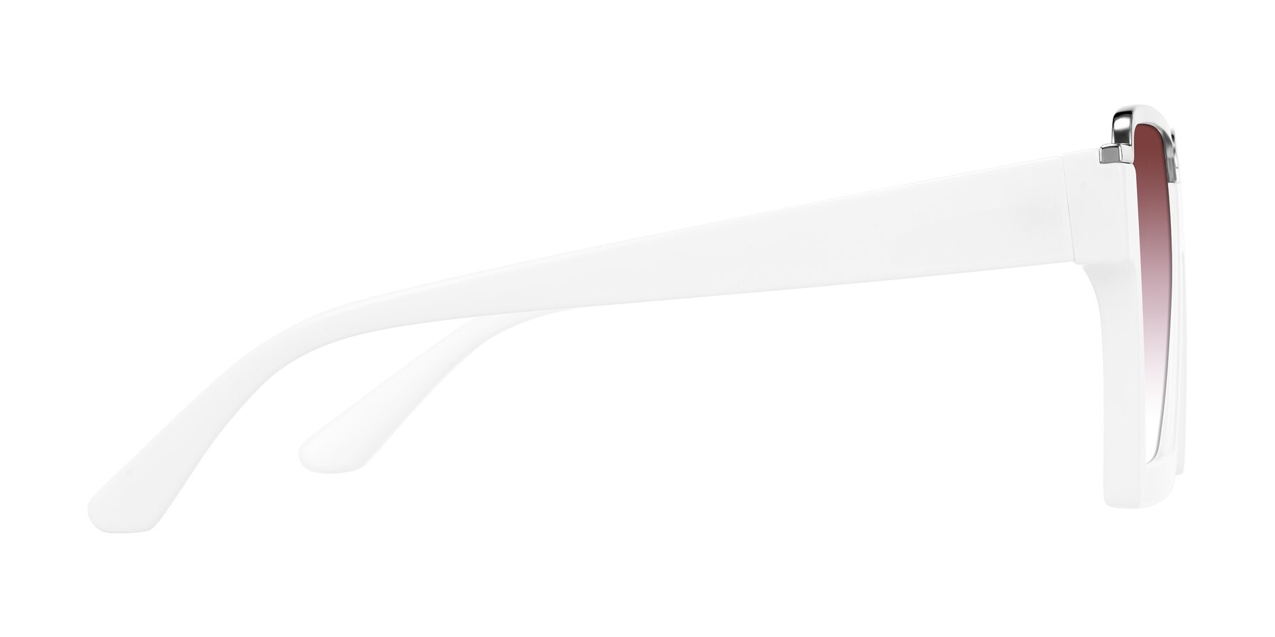 Side of Reyes in White with Garnet Gradient Lenses